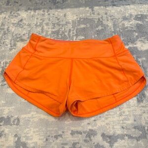 Lululemon Speed Up Low-Rise Lined Short 2.5”, Size 0, highlight orange